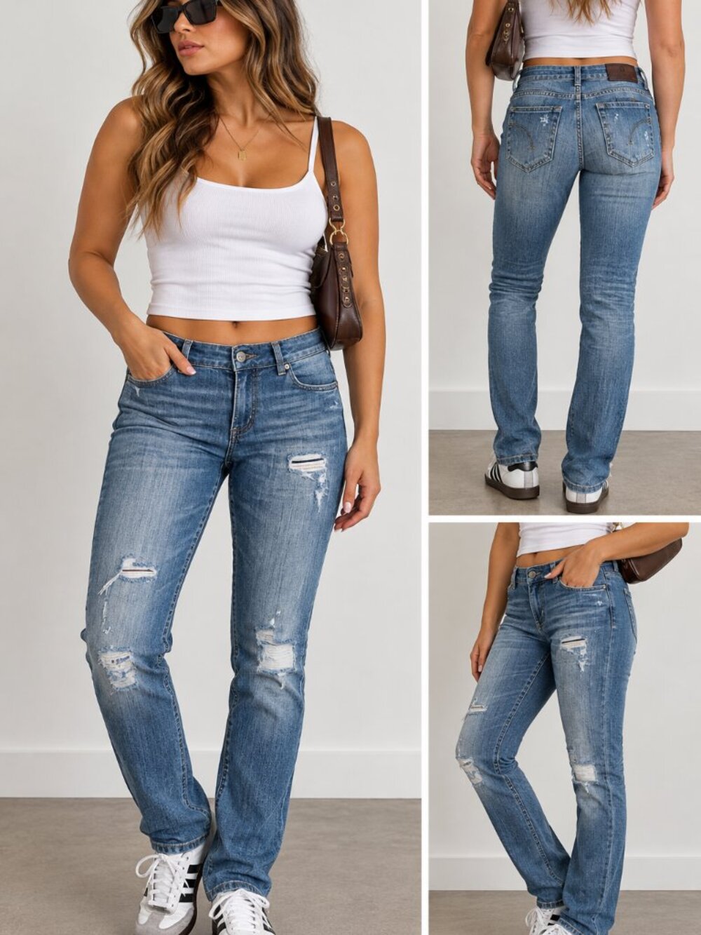 Dondup Women’s Distressed Slim Straight Jeans Size 25 Made in Italy Blue Denim